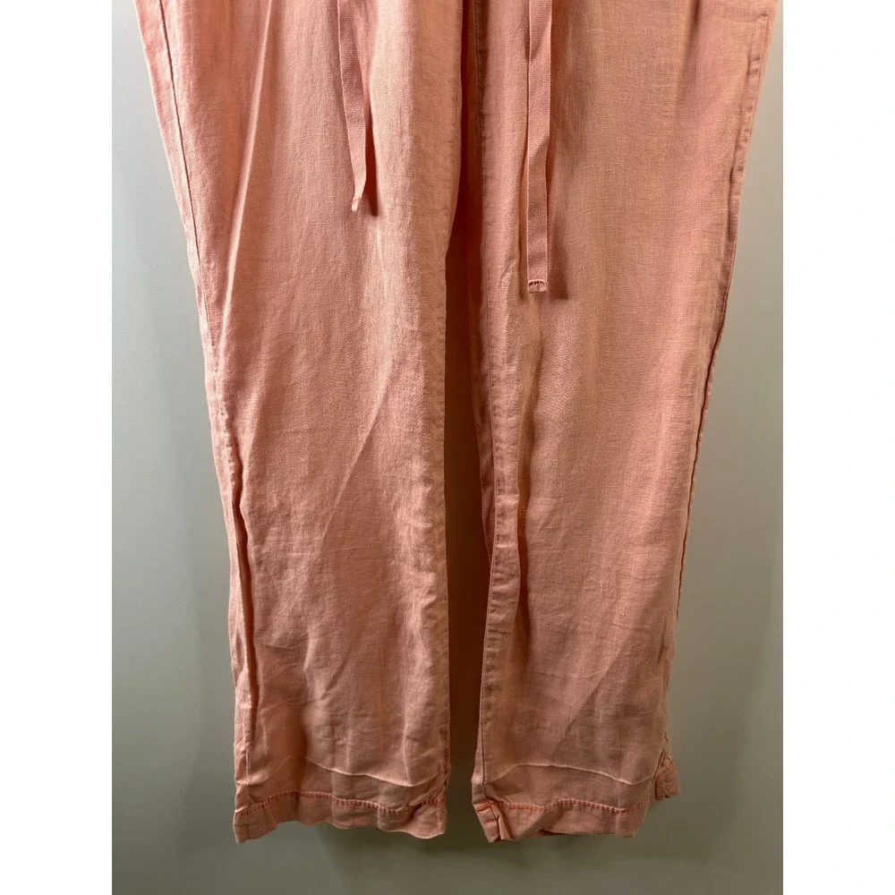 Miss Me Cargo 100% Linen Wide Leg Trouser Pants Coral Pink Small Lagonlook Beach - Picture 7 of 16